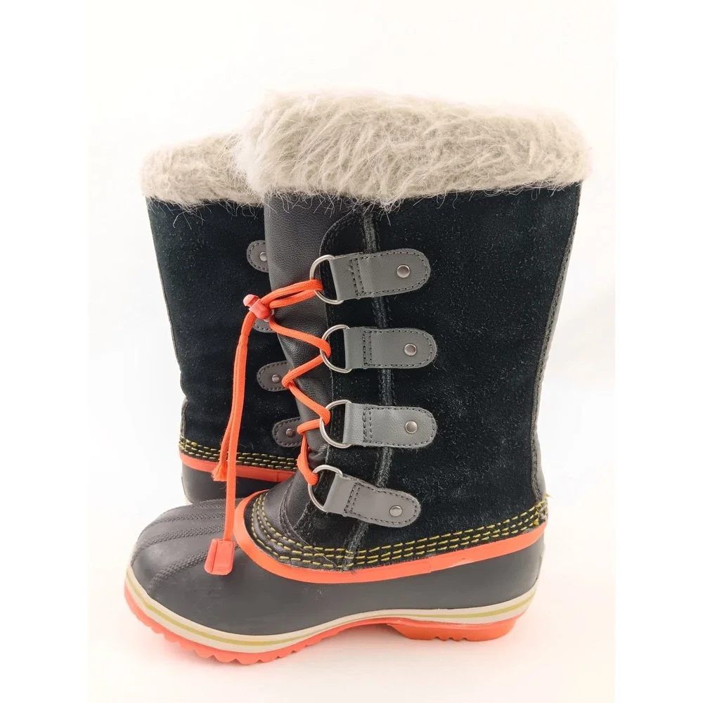 Sorel Winter Carnival Waterproof Snow Boots Women's Size 2 Youth Black Orange‎